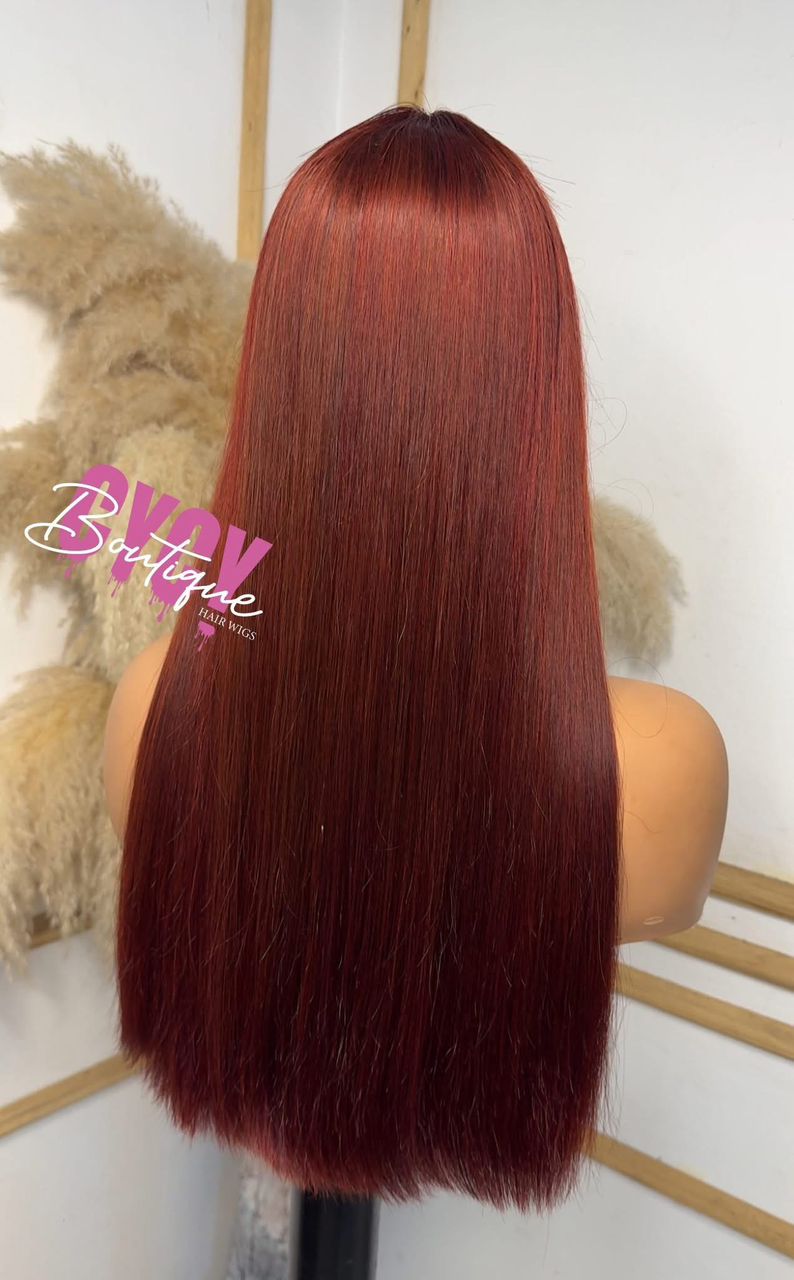 Perruque de luxe Frange Closure 24 pouces – Couleur Ginger